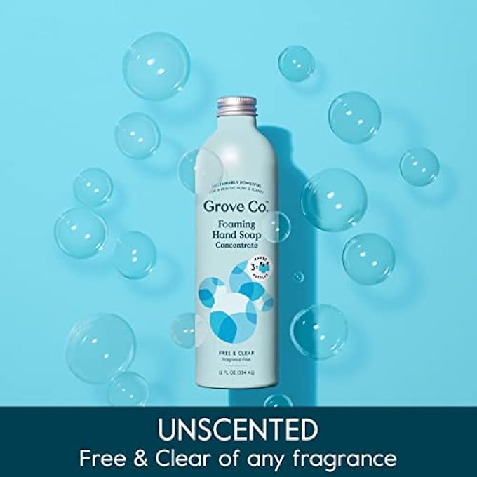 Grove Co. HYDRATING FOAMING HAND SOAP REFILLS (2 X 12 OZ), MOISTURIZING HAND WASH, FRAGRANCE-FREE, NO PLASTIC OR PARABENS, CRUELTY FREE, FREE & CLEAR UNSCENTED (PACK OF 2) - Image 2